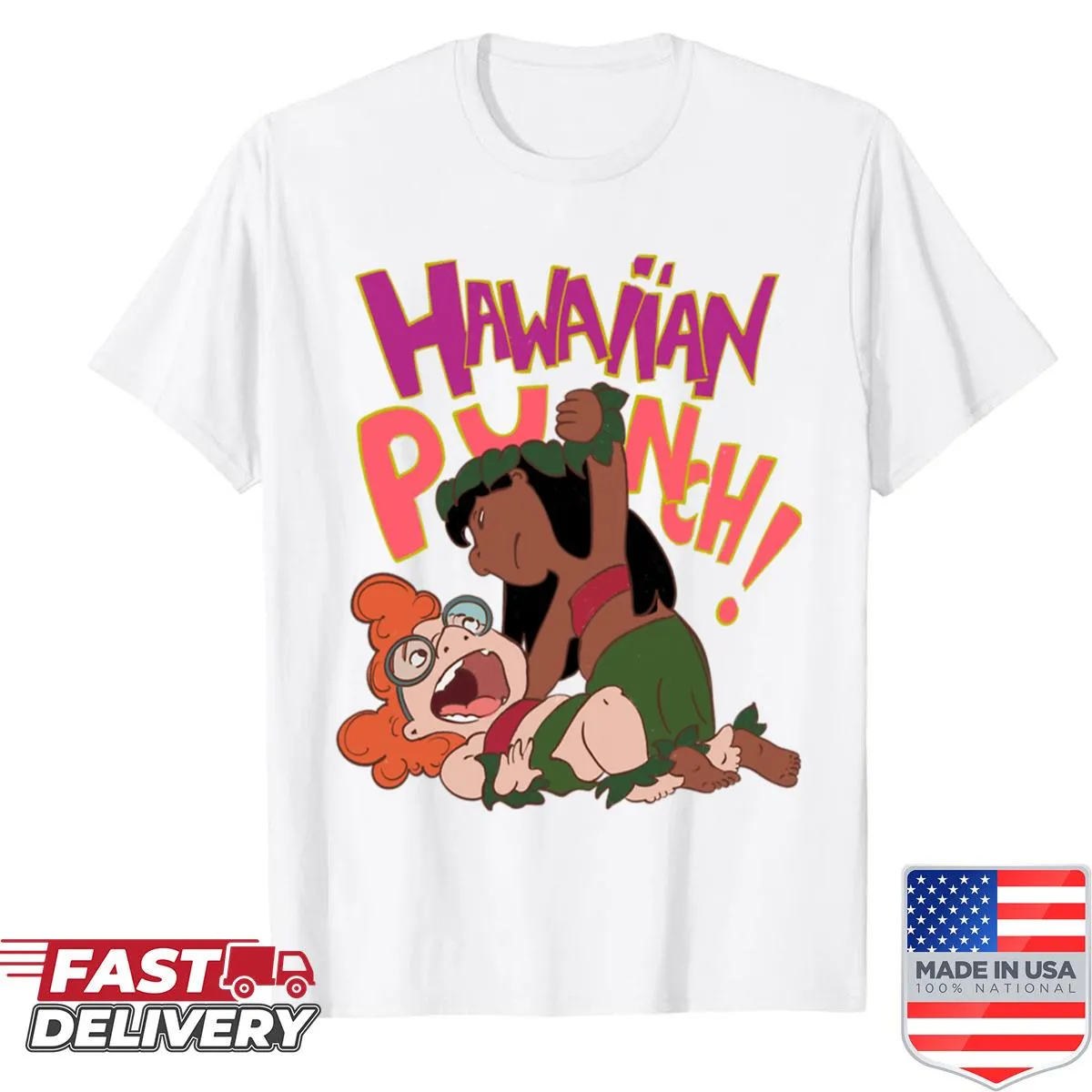 Playful shirt celebrating Hawaiian Punch with fun graphics