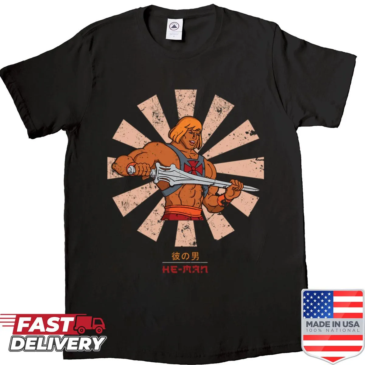 Retro He Man graphic on a vintage shirt
