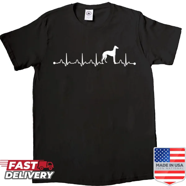 Shirt with EKG line and greyhound silhouette for dog lovers