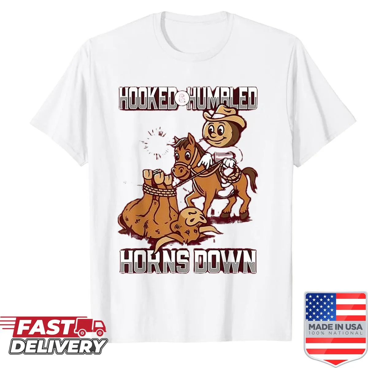 Heartfelt cartoon shirt with 'Hooked Humbled' message