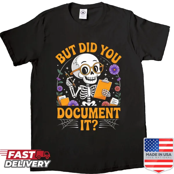 Groovy HR Halloween shirt with humorous text about documentation