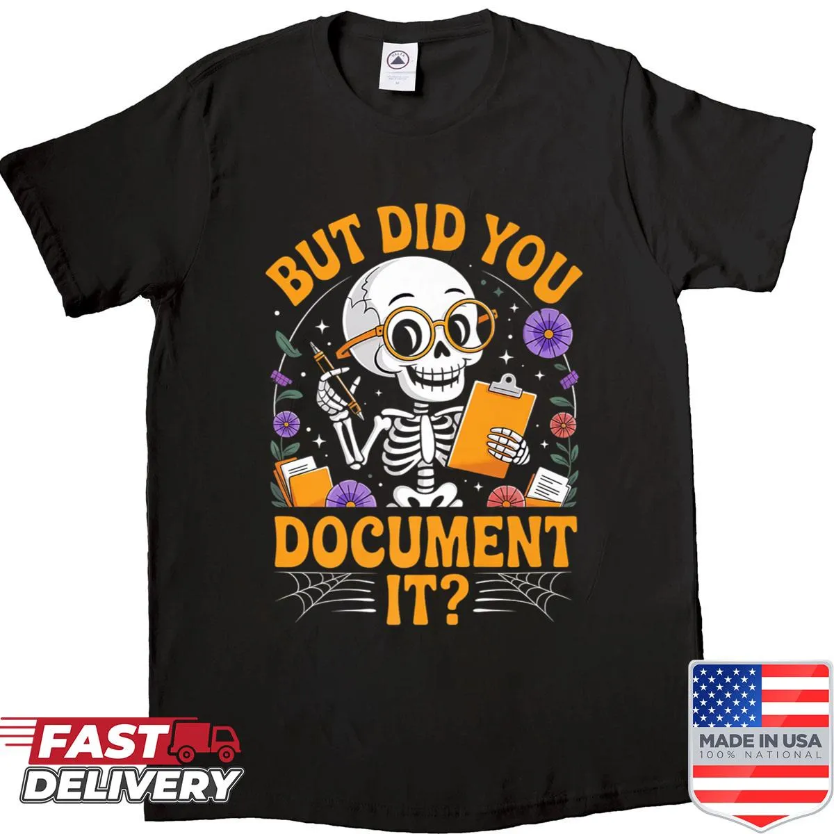 Groovy HR Halloween shirt with humorous text about documentation