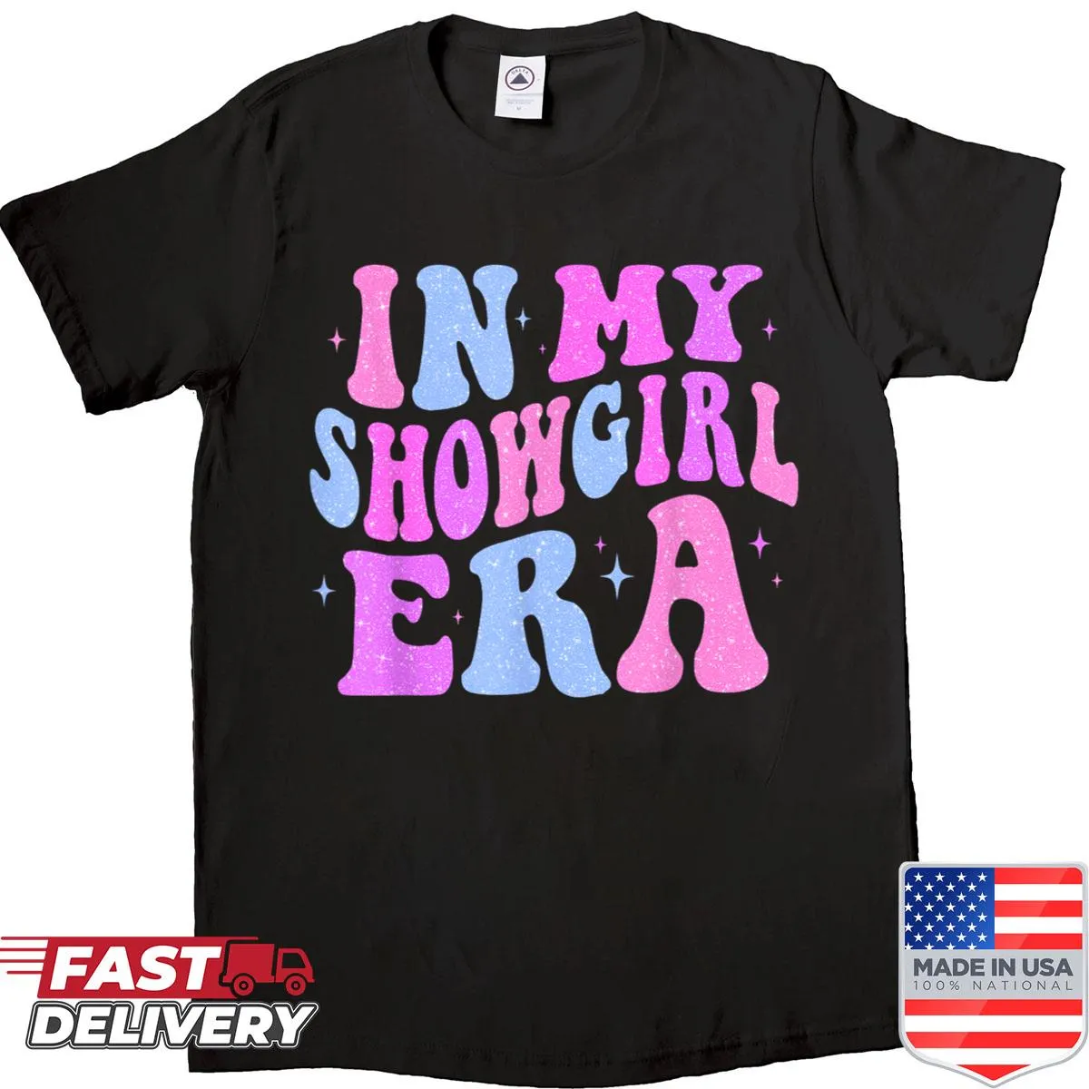 Whimsical graphic shirt celebrating showgirl vibes