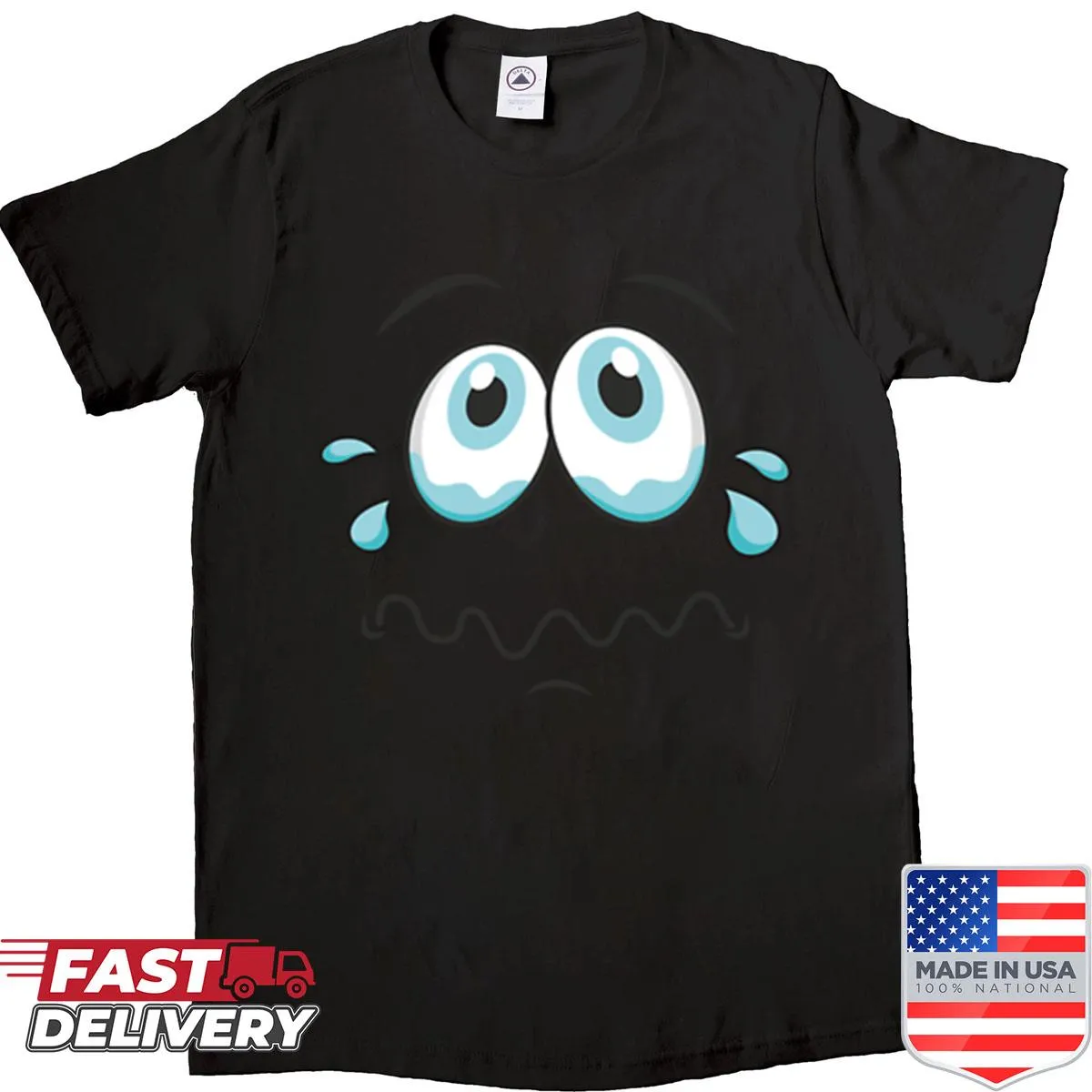 Oversized T-shirt with cartoon funny face graphic for kids