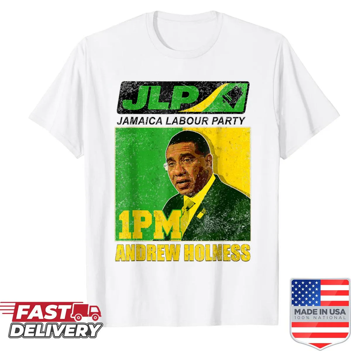 Shirt featuring the Jamaica Labour Party emblem and typography