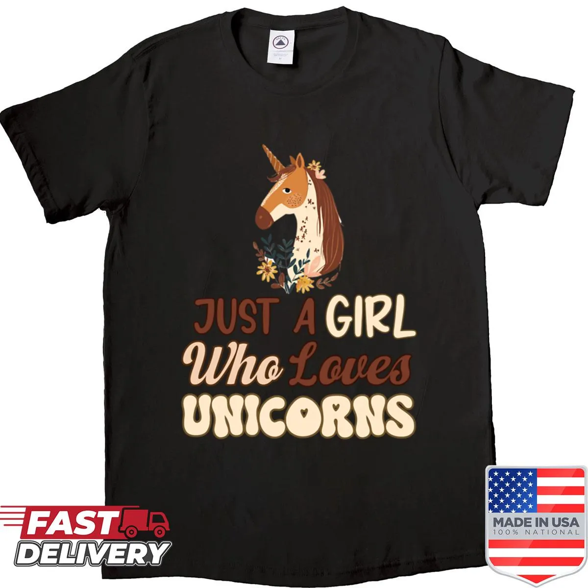 Whimsical unicorn design under a starry sky for kids