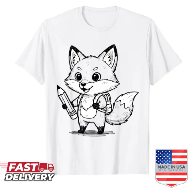 Cute doodle-style fox graphic shirt