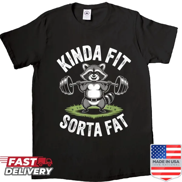 Funny raccoon weightlifter shirt with humorous gym slogan