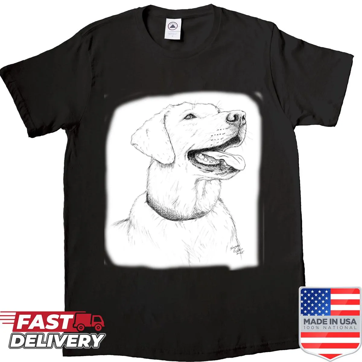 Adorable Labrador Retriever graphic shirt for dog lovers.