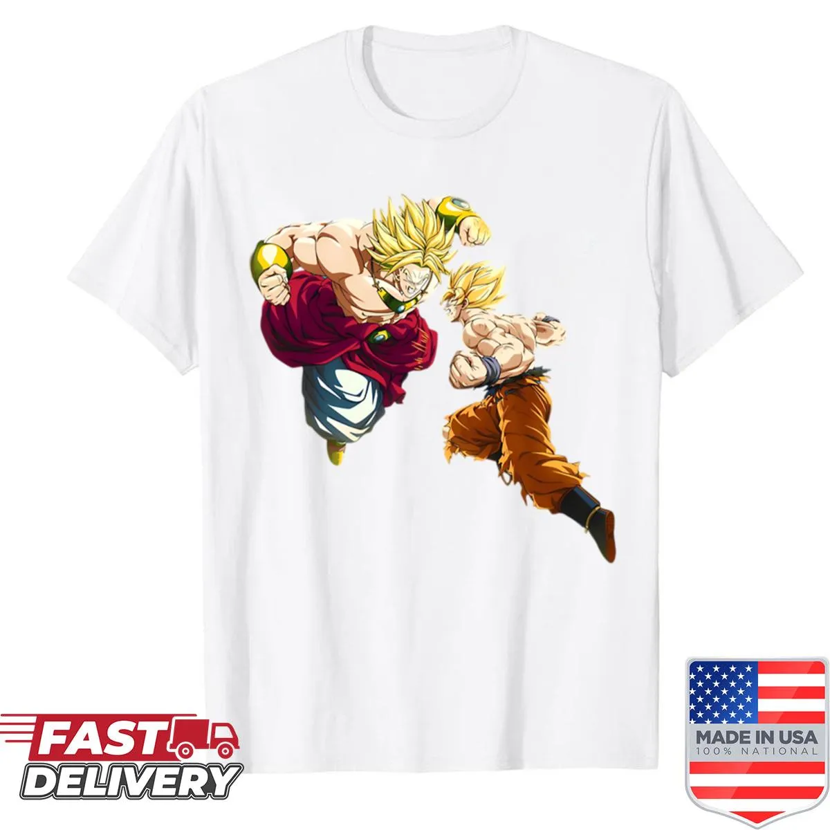 Epic battle shirt with illustrated golden warriors clashing