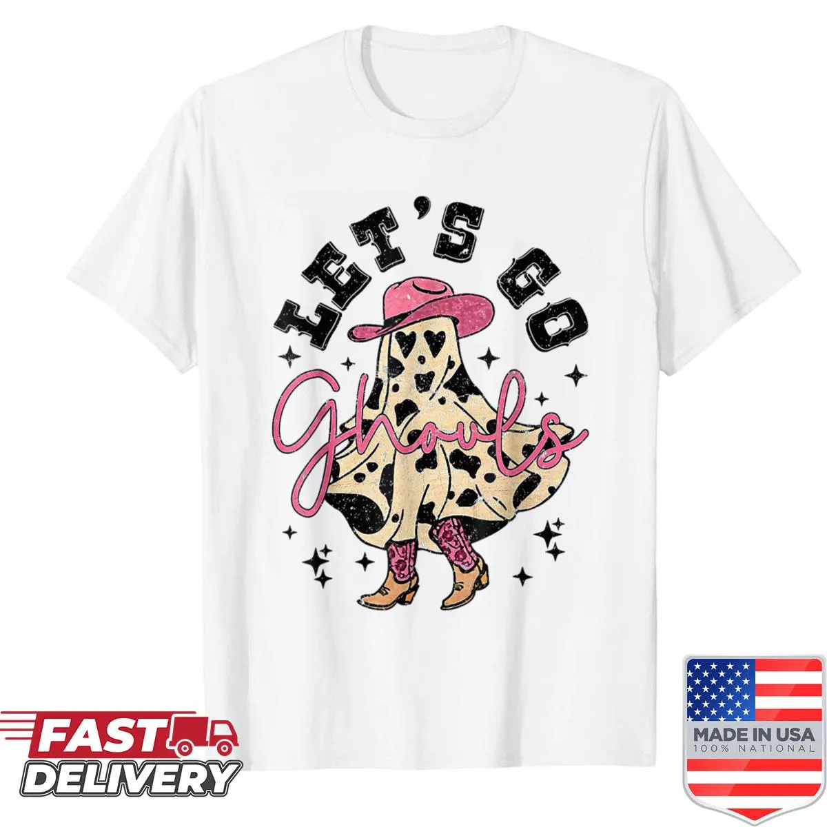 Ghost cowgirl Halloween shirt with whimsical graphic design