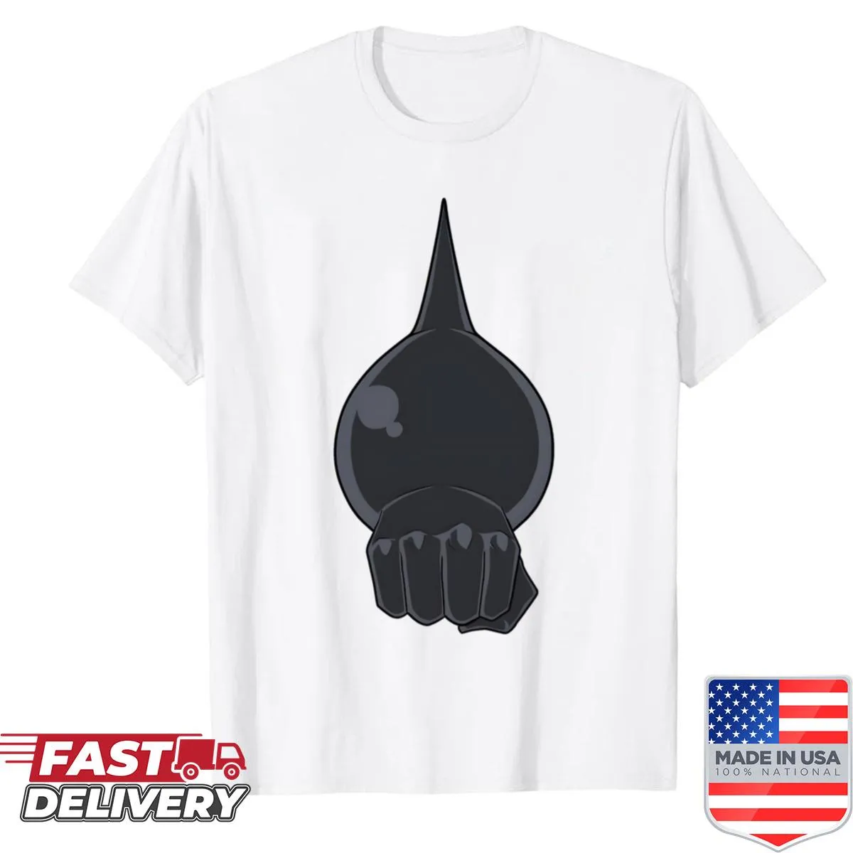 Cartoon-style t-shirt featuring a giant character in action.
