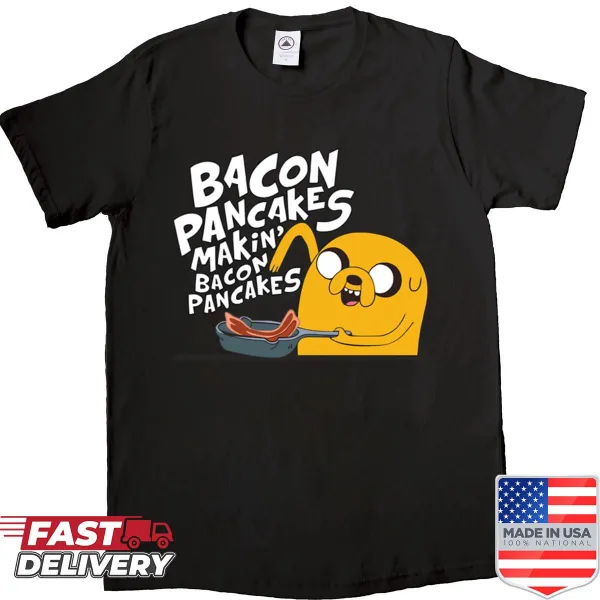 Cartoon shirt design featuring Making Bacon Pancakes phrase