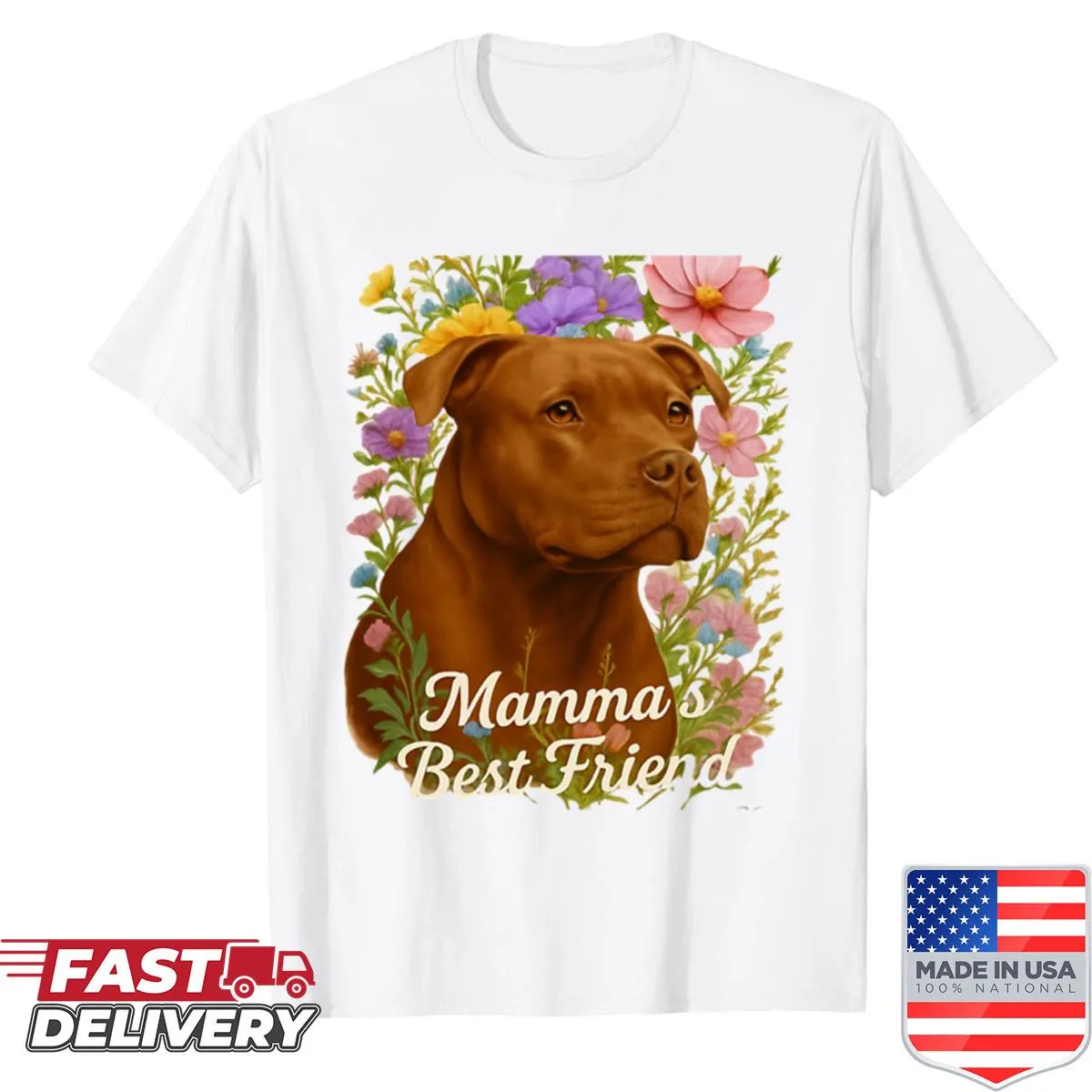 Floral design featuring a pitbull with text for dog lovers