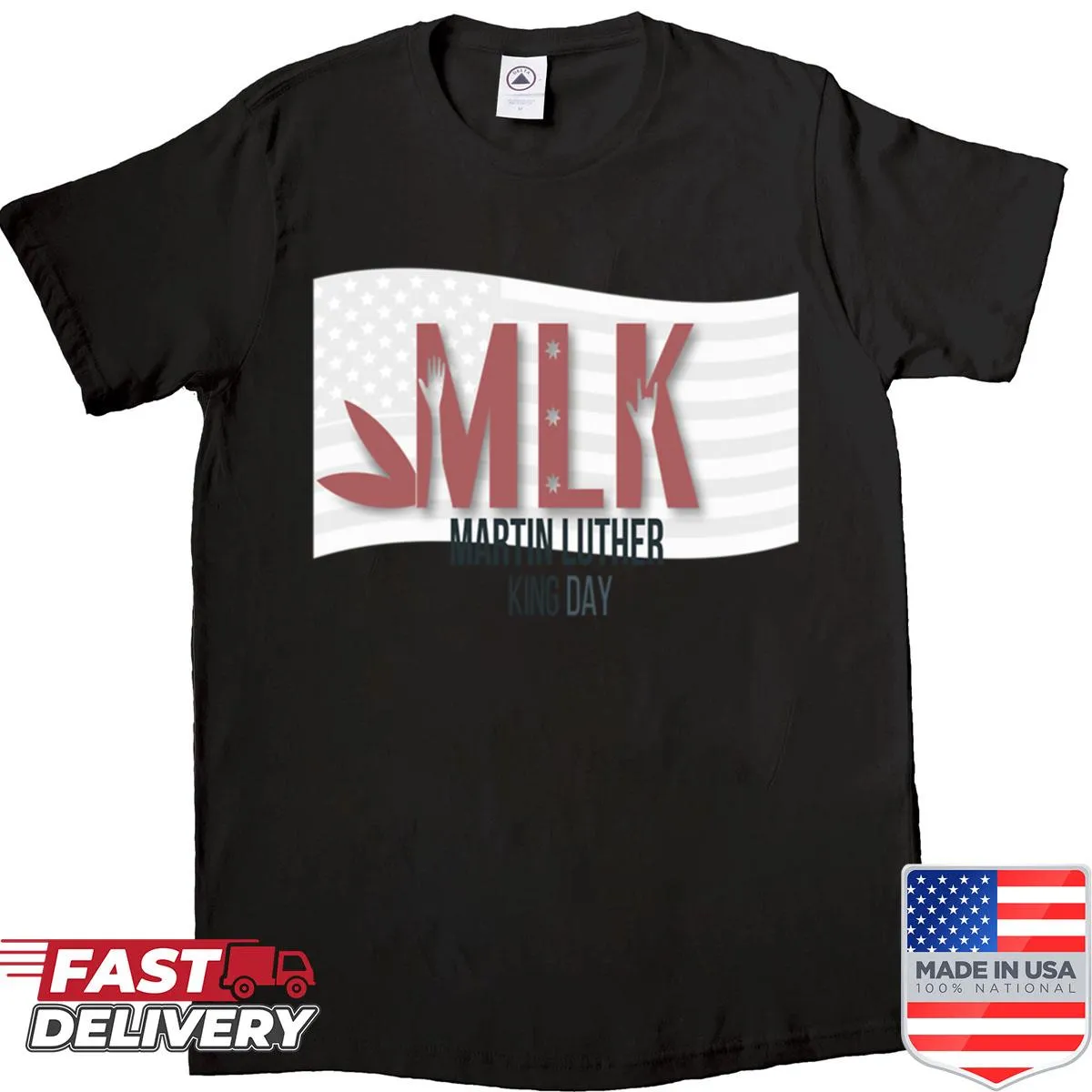 Typographic design honoring Martin Luther King Jr. Day on a shirt