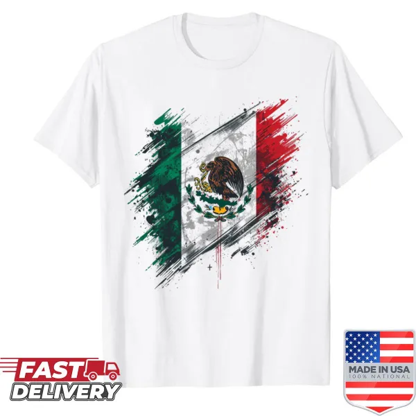 Bold vector design of the Mexican flag eagle emblem on a T-shirt