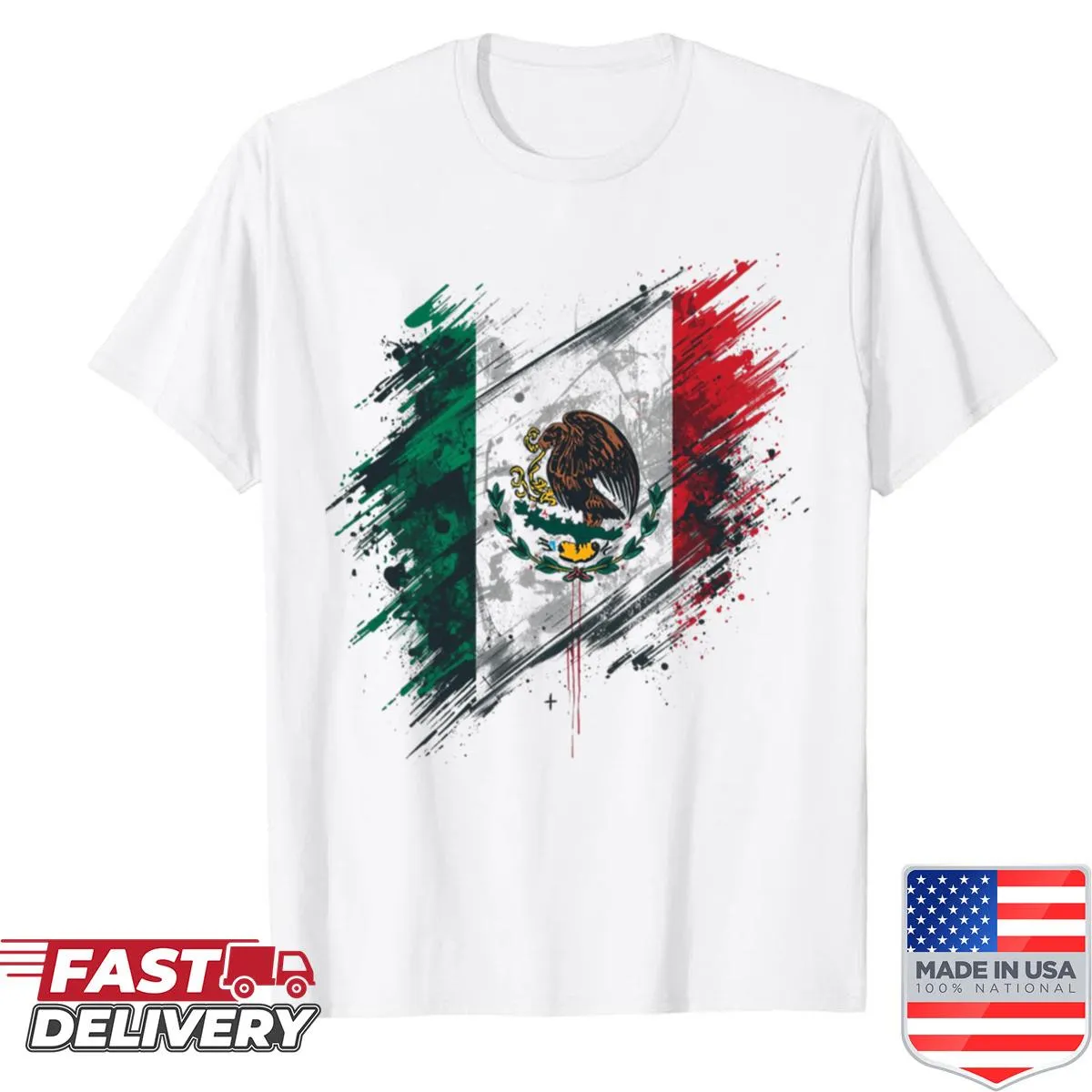 Bold vector design of the Mexican flag eagle emblem on a T-shirt