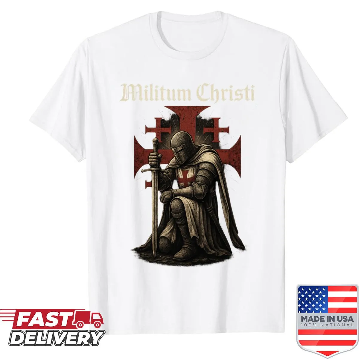 Illustrative shirt of a Catholic Templar knight, showcasing a proud design.
