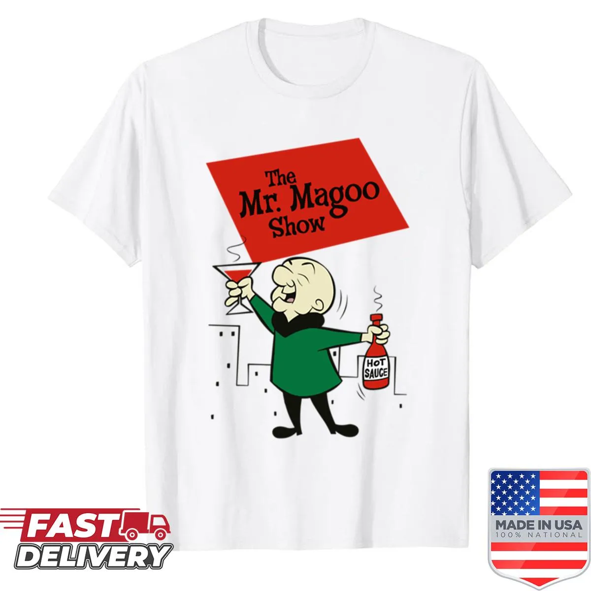 Retro shirt featuring the character Mr. Magoo in a cartoon design
