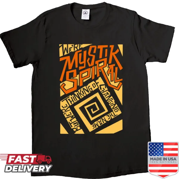 Intricate spiral graphic shirt reflecting an edgy style