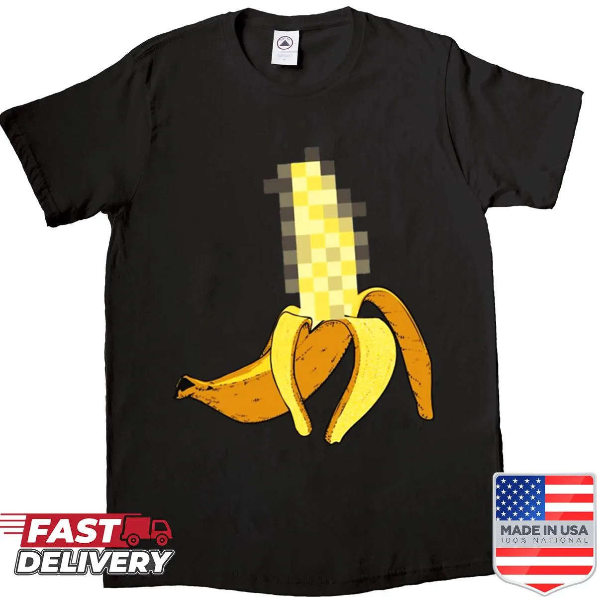 Funny Naked Banana graphic on a t-shirt