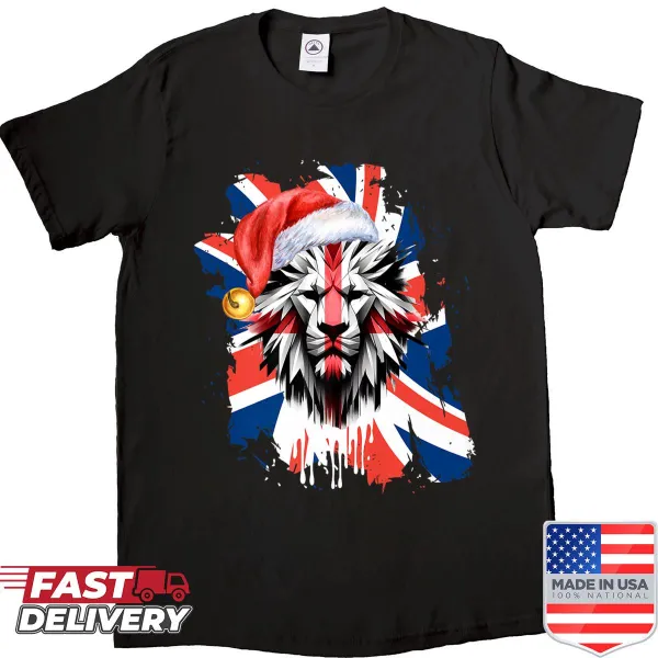 British Christmas themed t-shirt with UK flag design