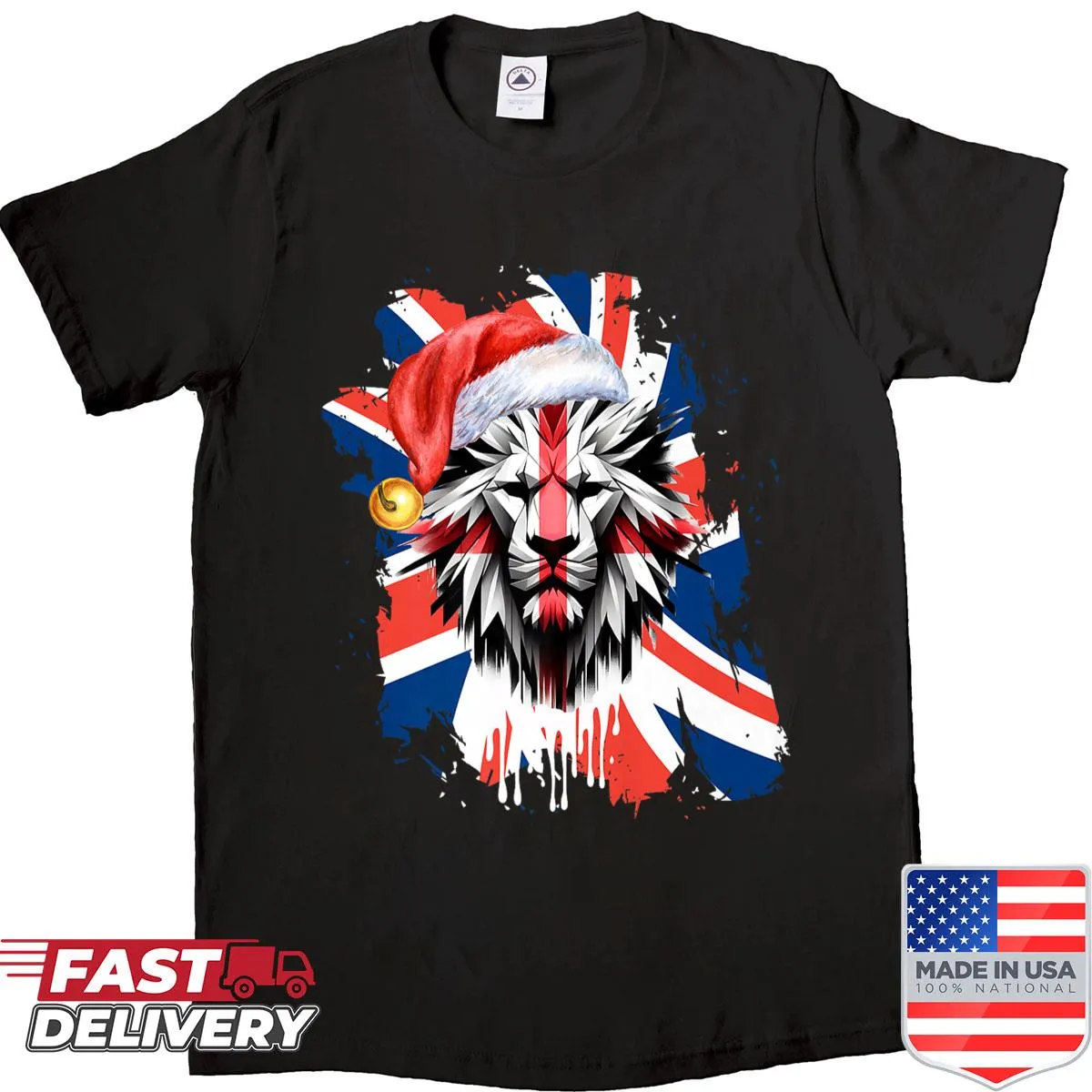 British Christmas themed t-shirt with UK flag design