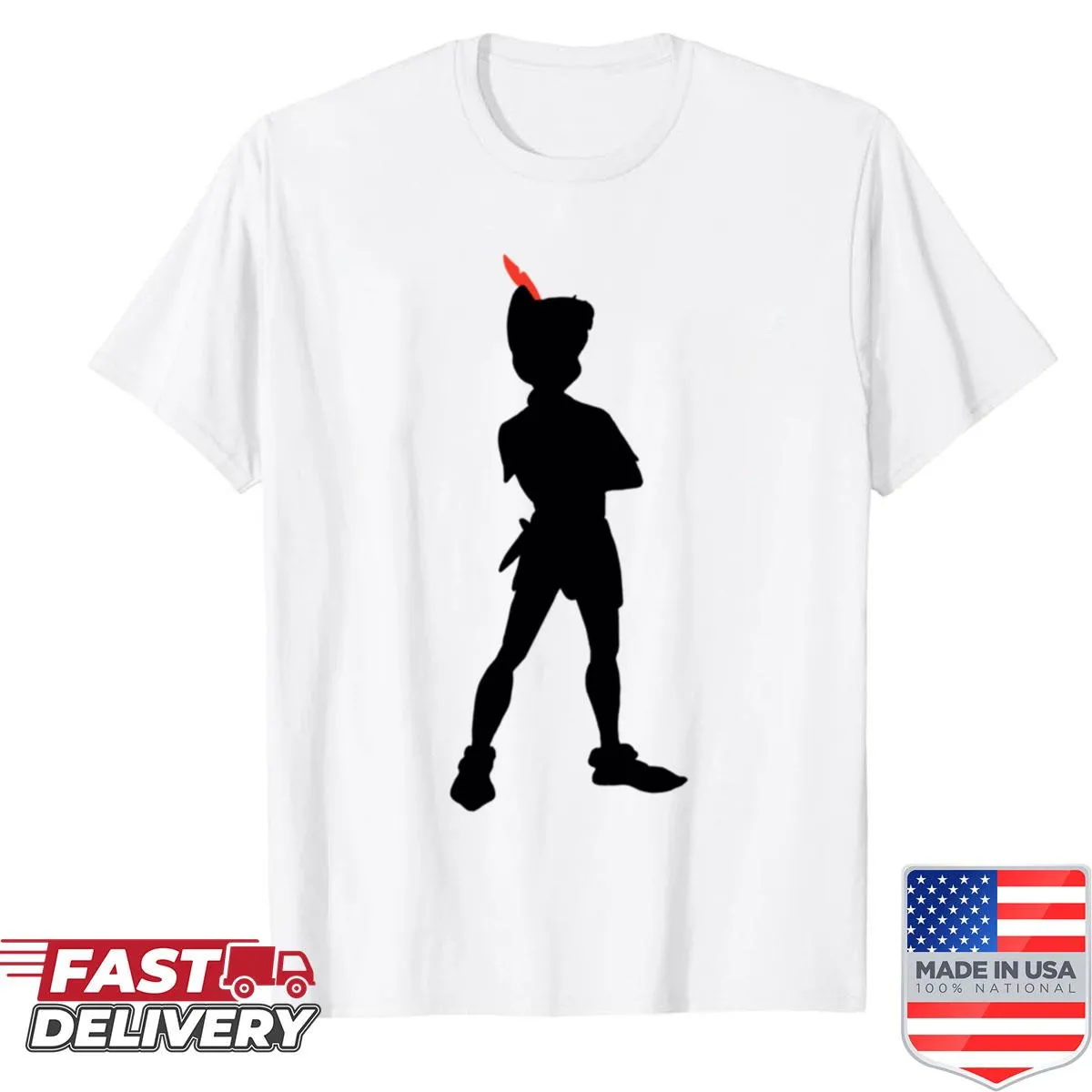 Whimsical Peter Pan design on a shirt