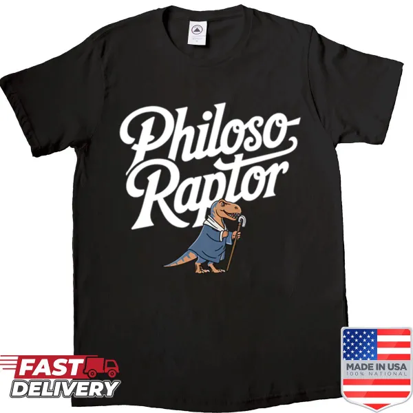 Humor-filled Philosoraptor t-shirt design featuring a clever meme.