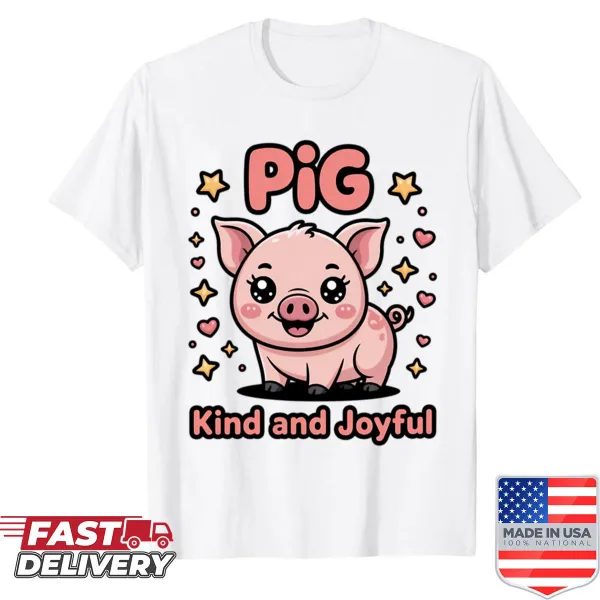 Shirt featuring the Pig Zodiac with a positive vibes message