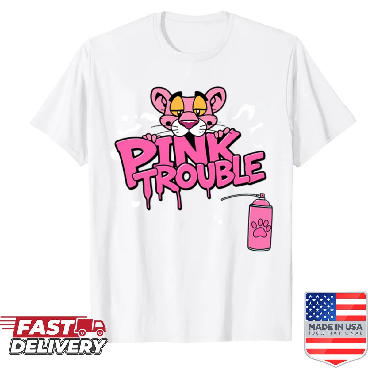 Oversized shirt with a graffiti-style cartoon panther design