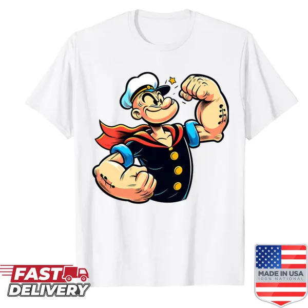 T-shirt featuring Popeye the Sailorman in a cartoon design