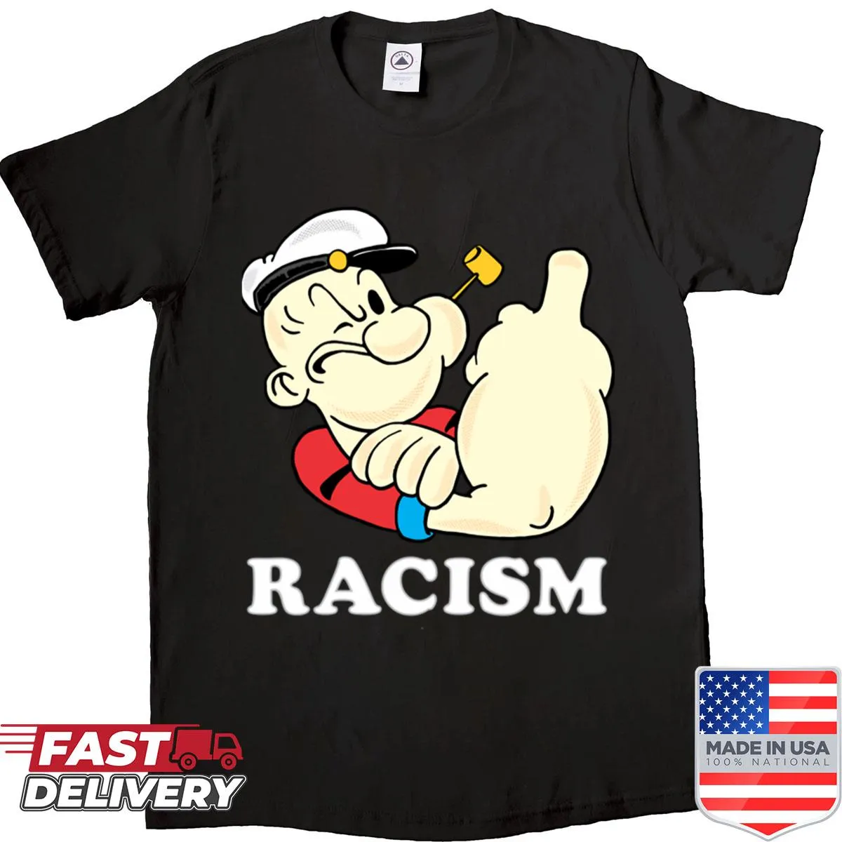 Classic Popeye illustration shirt capturing the sailor's iconic pose