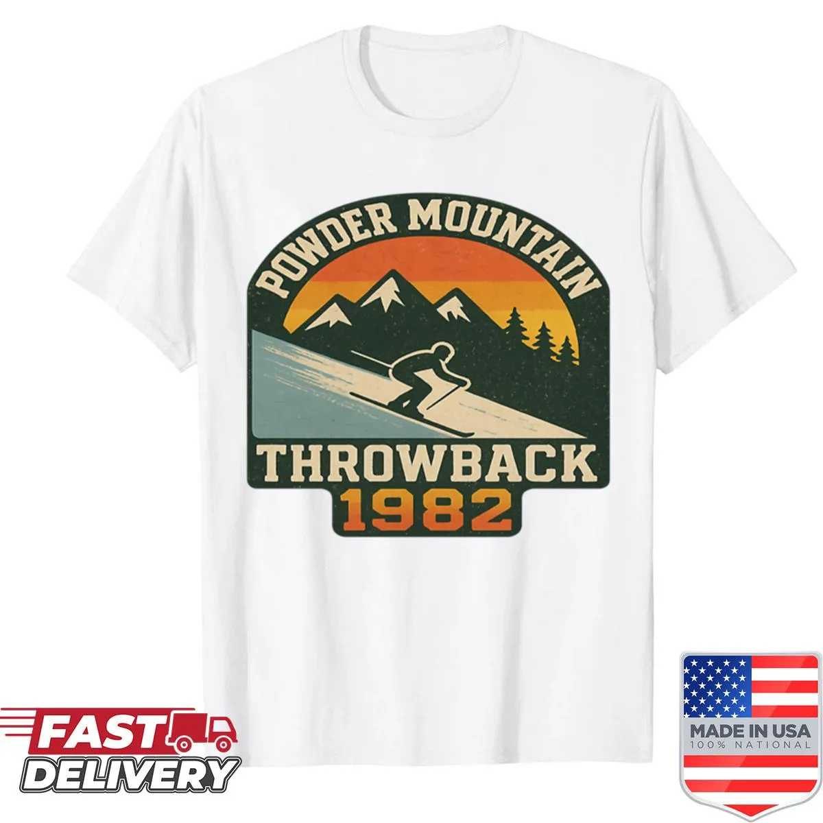 Vintage ski graphic from 1982 on T-shirt