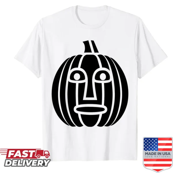 Illustration of a smiling pumpkin head on a shirt