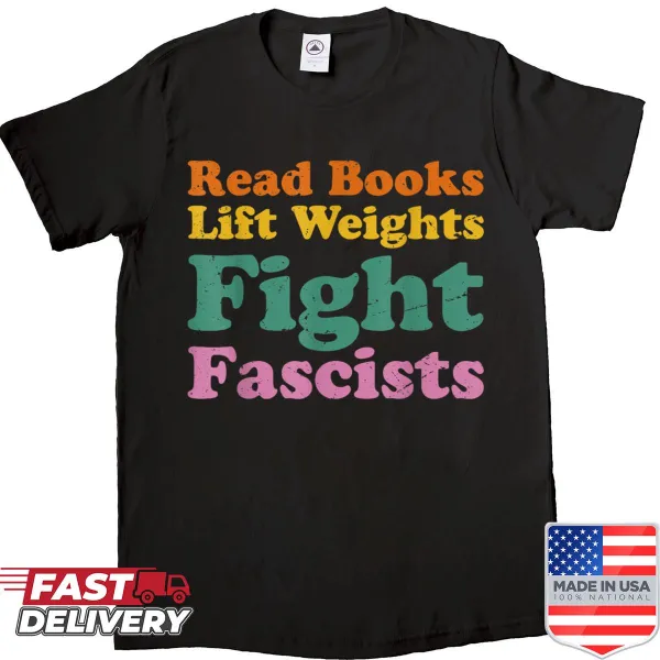 Patriotic shirt with a bold slogan promoting activism and strength