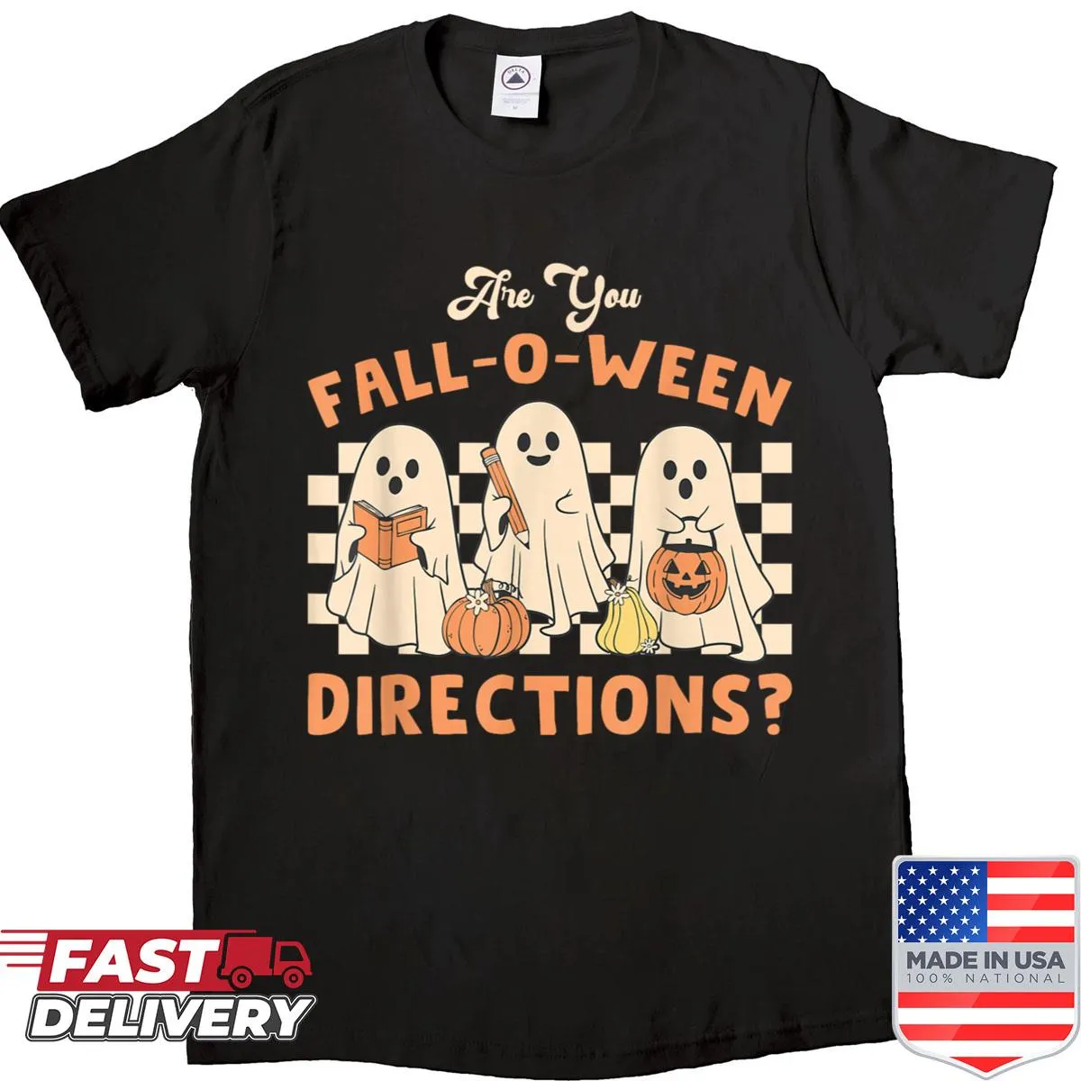 Playful Halloween ghost shirt with 'Are You Fall O Ween' text