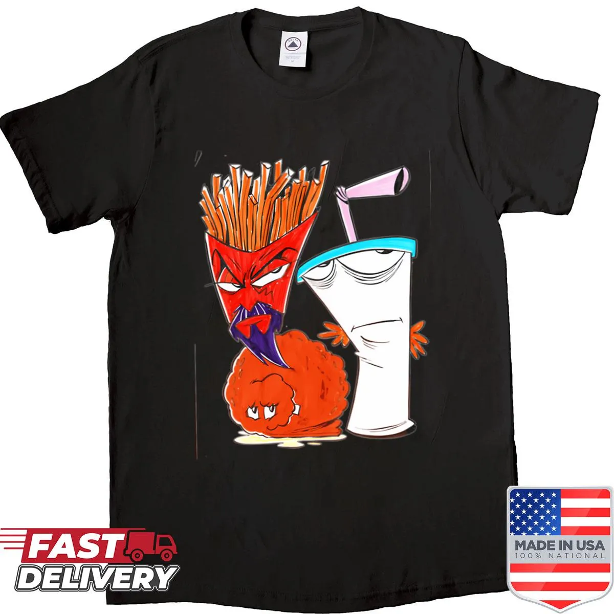 Retro Aqua Teen Hunger Force shirt with iconic characters