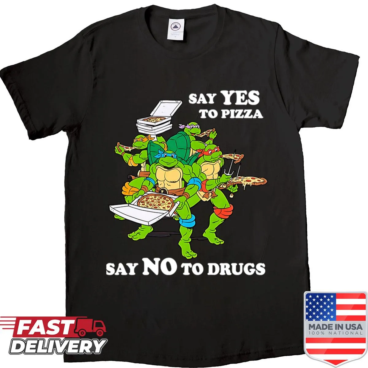 Ninja Turtles themed oversized shirt with playful slogans