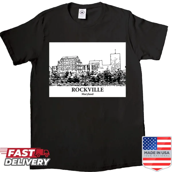 Typographical T-shirt representing Rockville, Maryland.