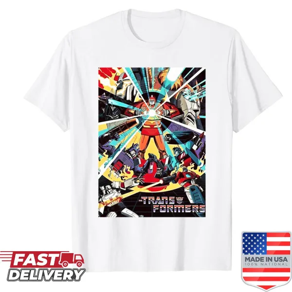 Illustrated t-shirt featuring Rodimus Prime from the Transformers series.