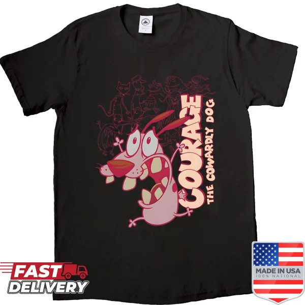 Cute shirt featuring an illustration of a character running scared