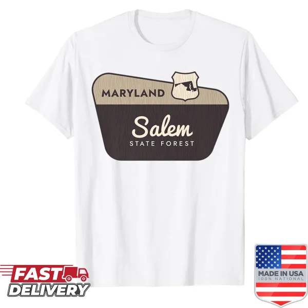 Illustration of a welcome sign for Salem State Forest on a shirt
