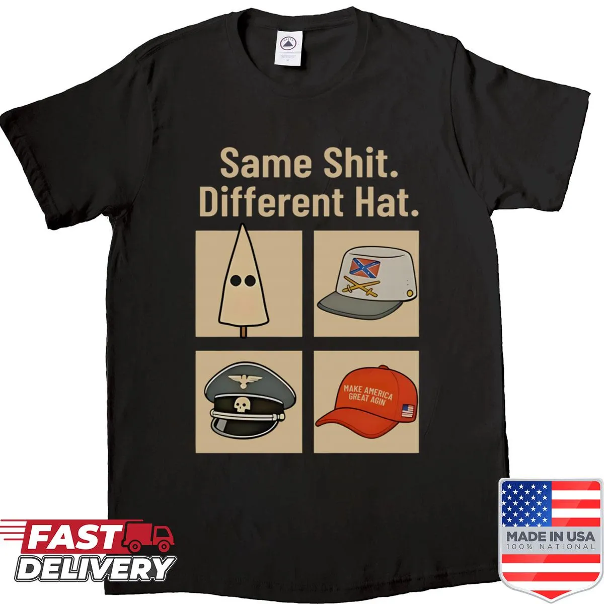 Funny saying shirt with 'Same Shit Different Hat' text