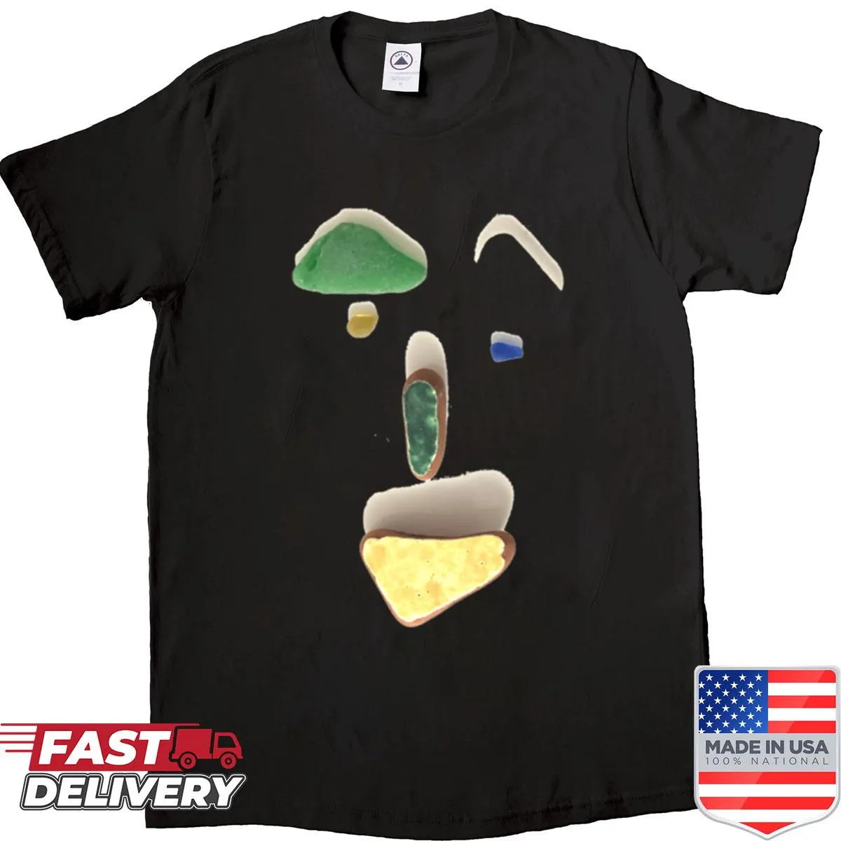 Illustration of sea pottery and Arab glass on a shirt.