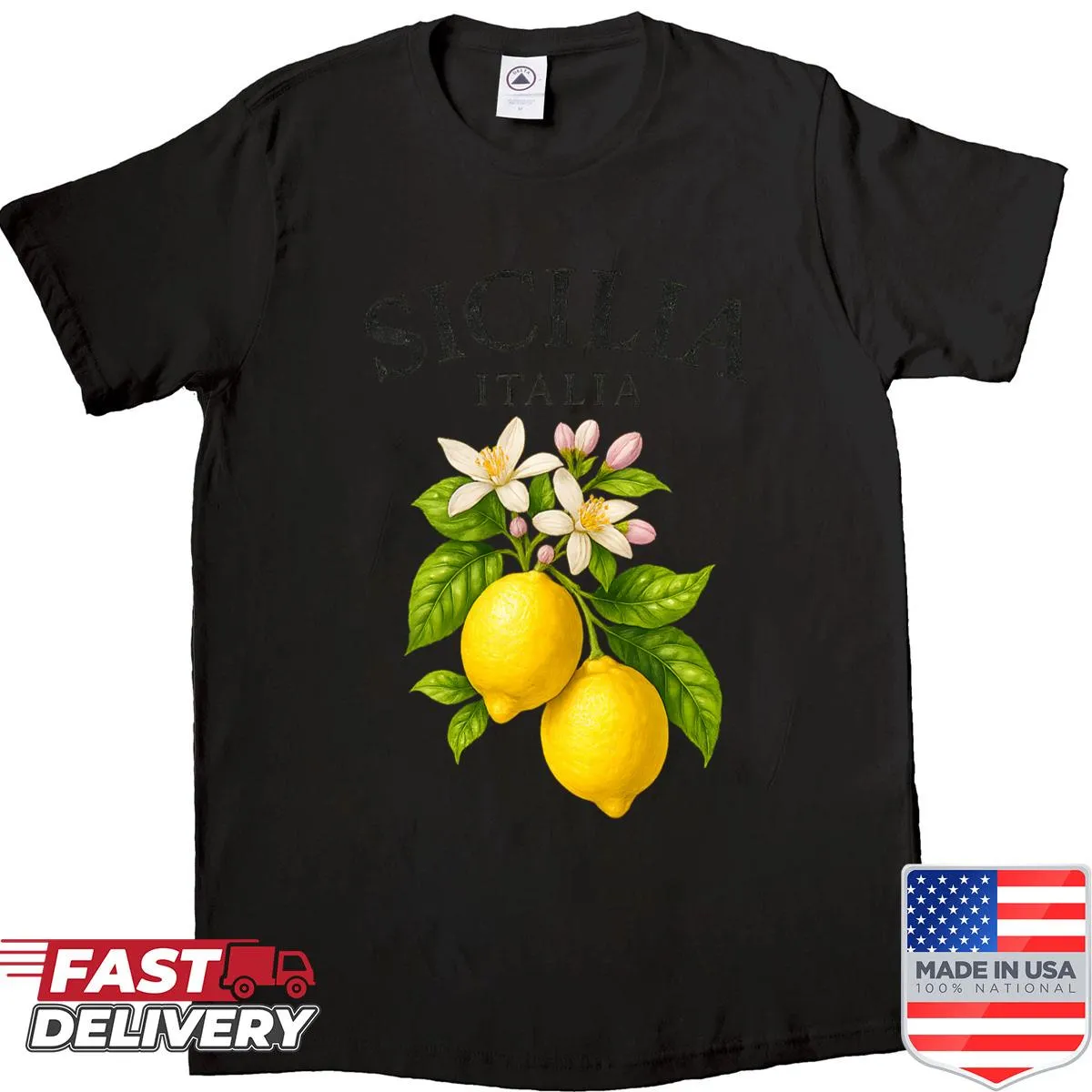 Illustration T-shirt featuring Sicilian lemons and cultural elements