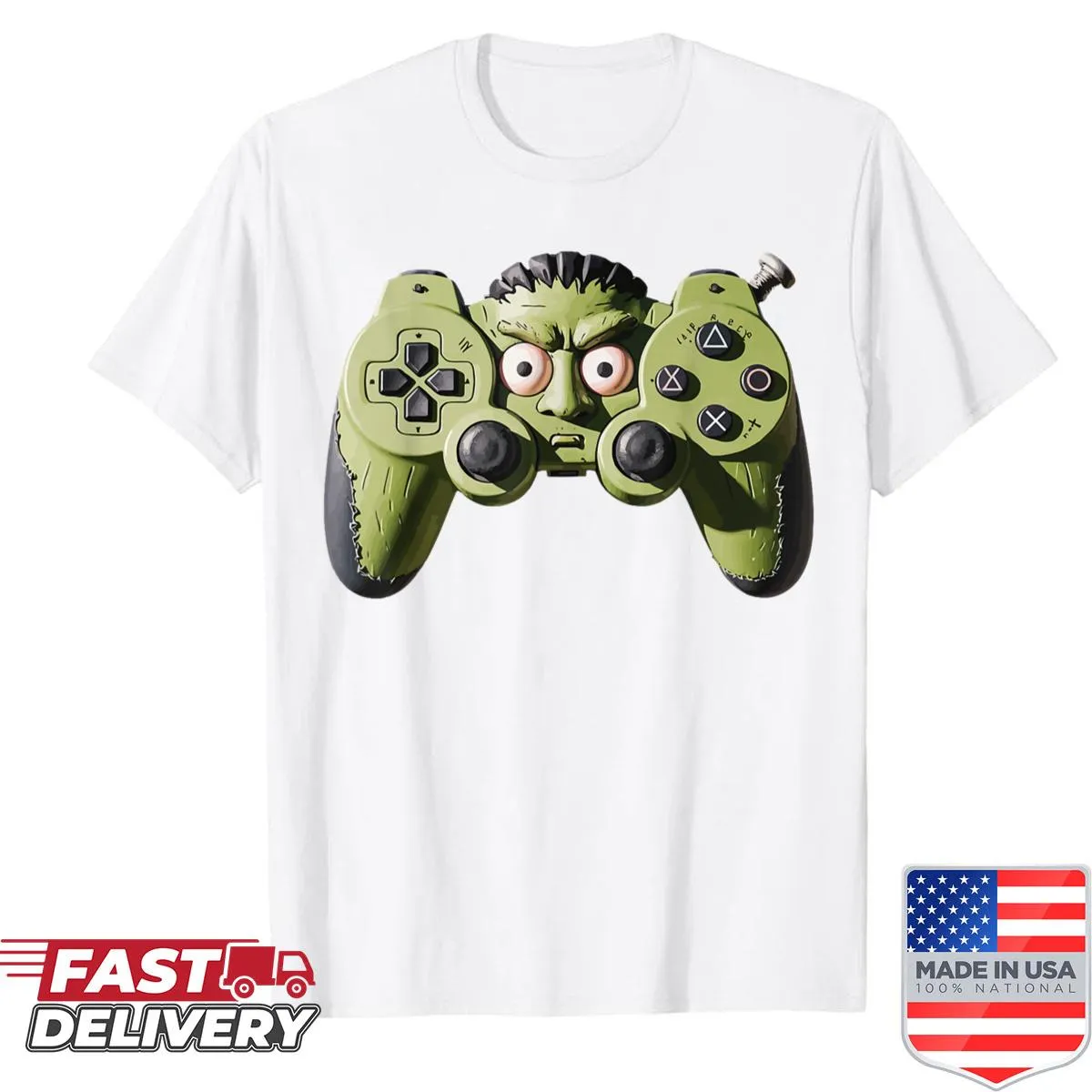Halloween gamer shirt with skeleton hands and controllers illustration