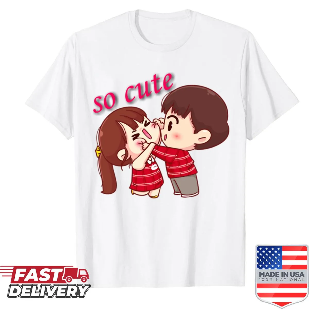 Charming cartoon graphic featuring cute characters on a T-shirt