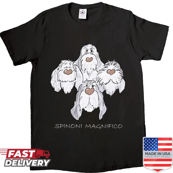 Oversized shirt with white text featuring Spinoni Magnifico