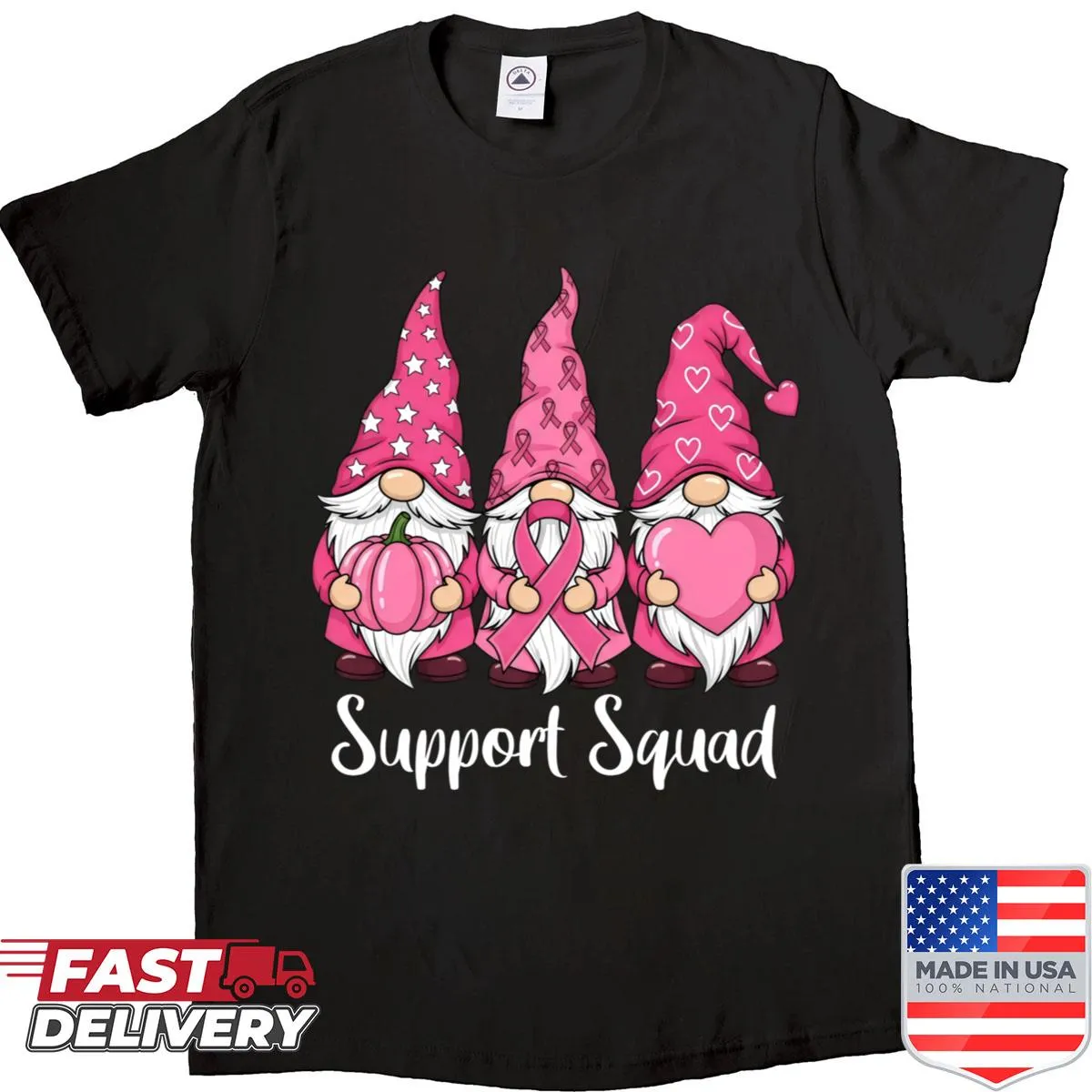Support Squad Gnomes T-shirt for breast cancer awareness